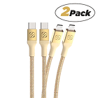 USB-C to Lightning MFi Certified Charge & Sync Braided Cable, Gold (2-Pack)