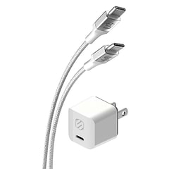 USB-C Power Delivery Mini Home Charger and 8Ft. Braided Cable, White