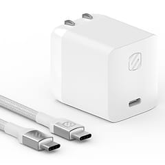 USB-C PD Fast Charger & 8Ft. Braided USB-C Charge & Sync Cable, White