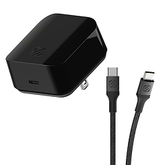 Powervolt 60W USB Type-C Black Wall Charger with USB-C to USB-C Charge & Sync Braided Space Gray 10-ft. Cable