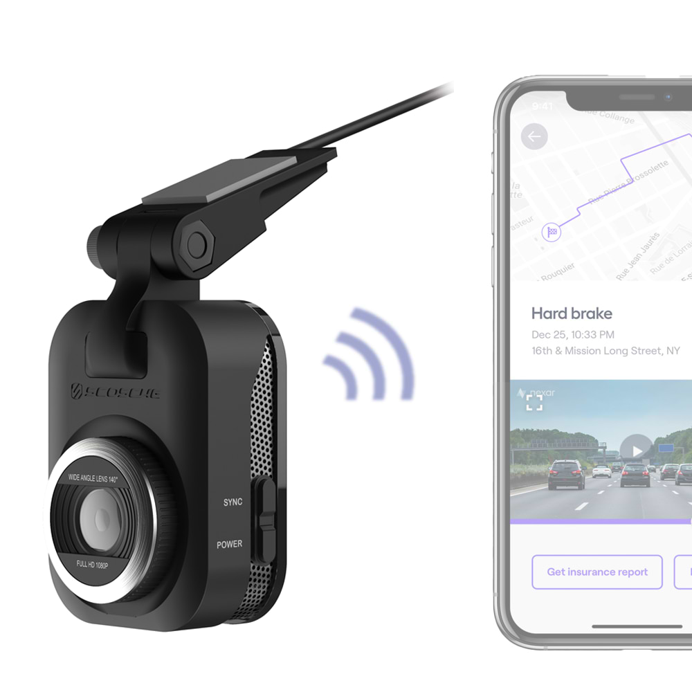 Windshield Dash Cam w/ Adhesive Dash Cam Mount Scosche