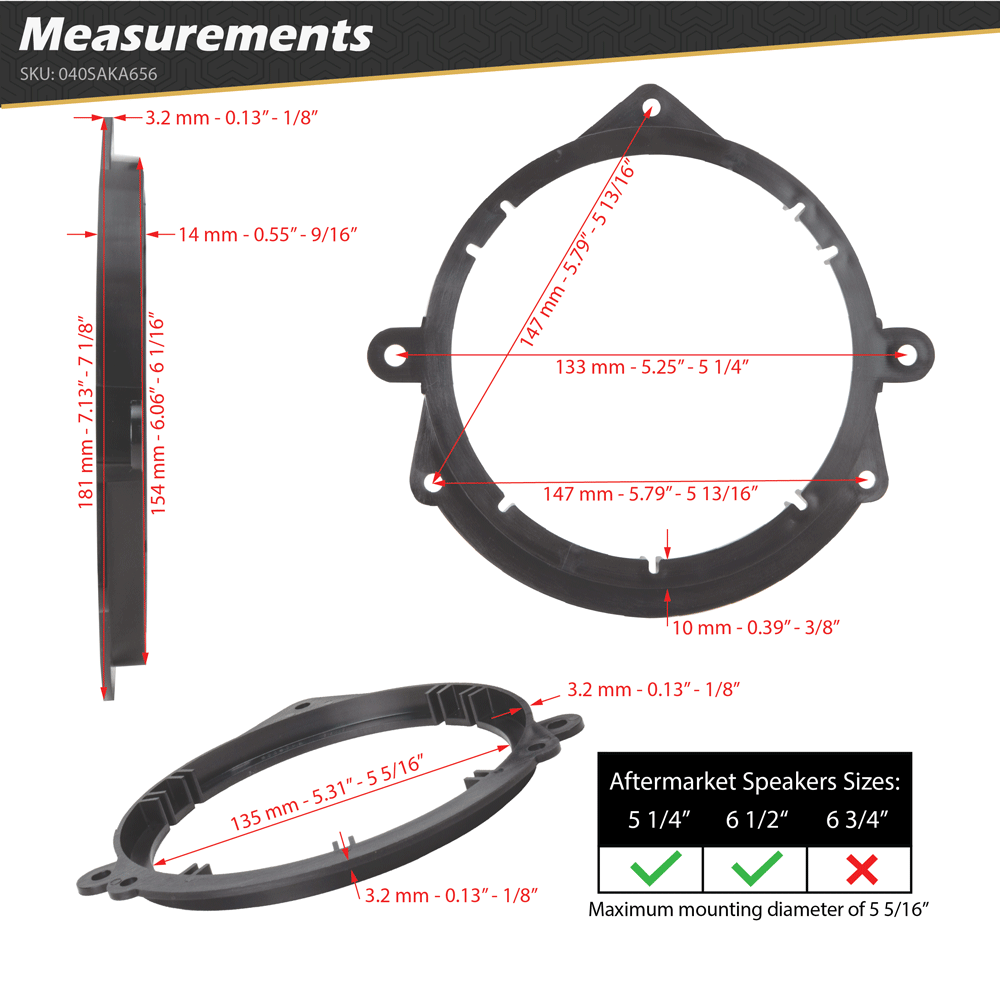 スペースバリヤー　SCK 05-Up Kia Spectra Front Door Speaker Adapter