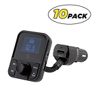 Select Bluetooth Car Kit FM Transmitter with Adjustable Neck, LCD Display Screen and Dual Charging Ports (10-Pack)