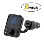 Select Bluetooth Car Kit FM Transmitter with Adjustable Neck, LCD Display Screen and Dual Charging Ports (5-Pack)
