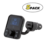 Select Bluetooth Car Kit FM Transmitter with Adjustable Neck, LCD Display Screen and Dual Charging Ports (5-Pack)