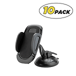 Select Suction Cup Mount with Adjustable Locking Lever and Phone Holder (10-Pack)