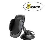 Select Suction Cup Mount with Adjustable Locking Lever and Phone Holder (5-Pack)