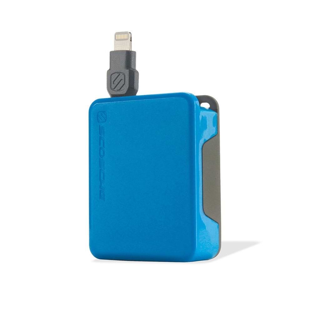 iPhone 5C Retractable Cable in blue showing cord retracted