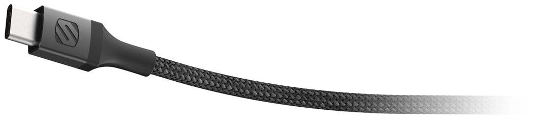 close up of Scosche black braided USB-C cable