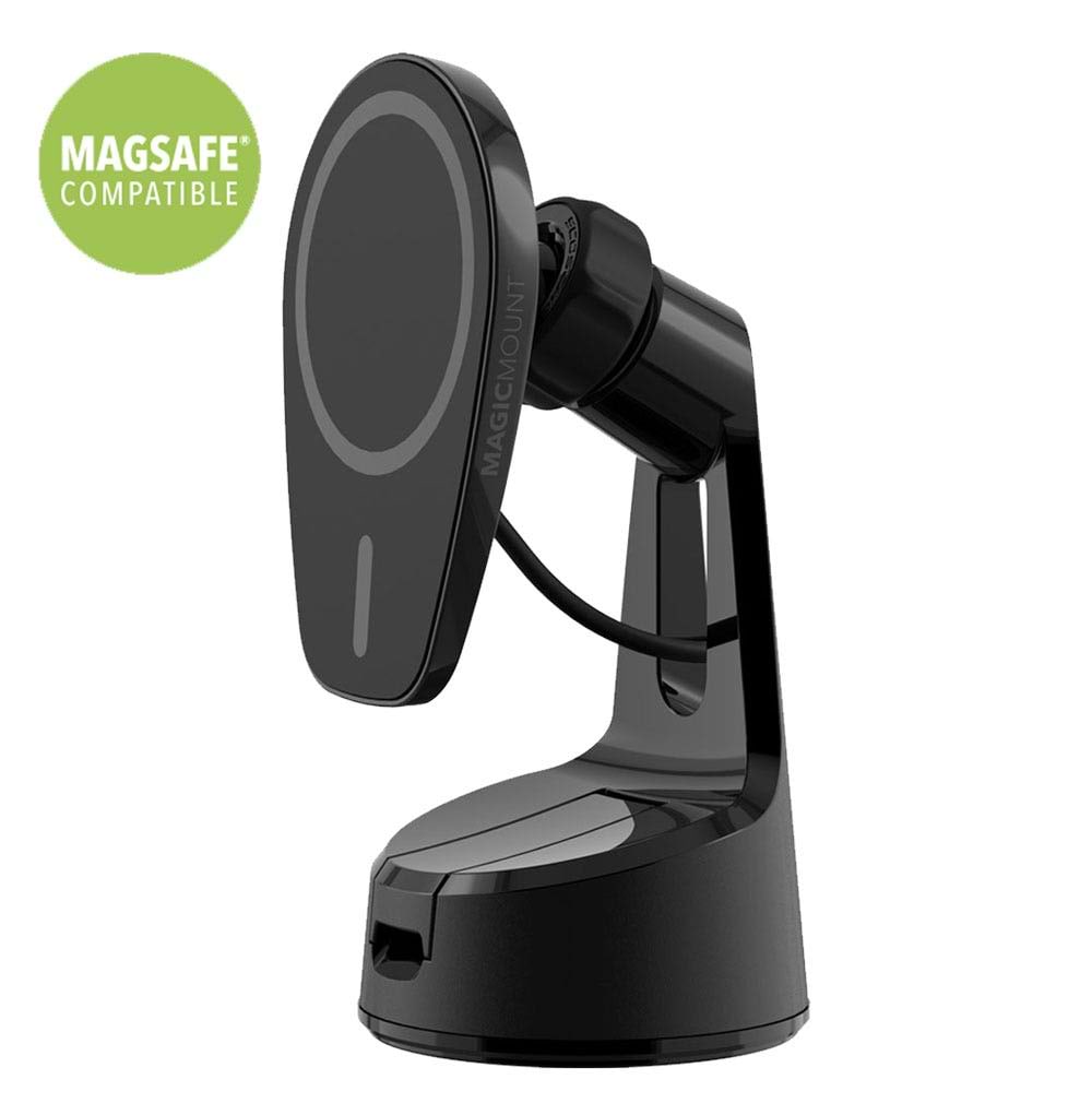 Wireless charging magnetic phone mount with suction cup base