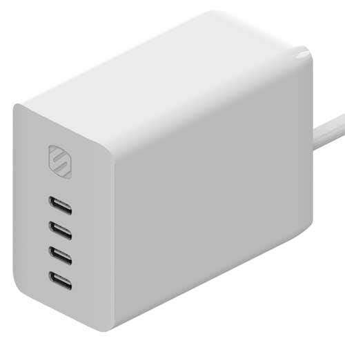 Quadruple port USB-C home charger with folding plug