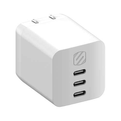 Triple port USB-C home charger with folding plug