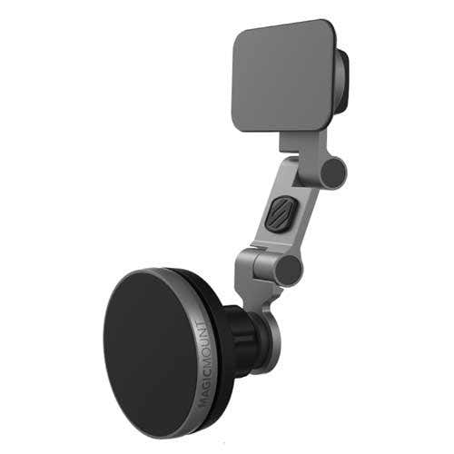 Wireless charging magnetic mount with flexible adhesive arm