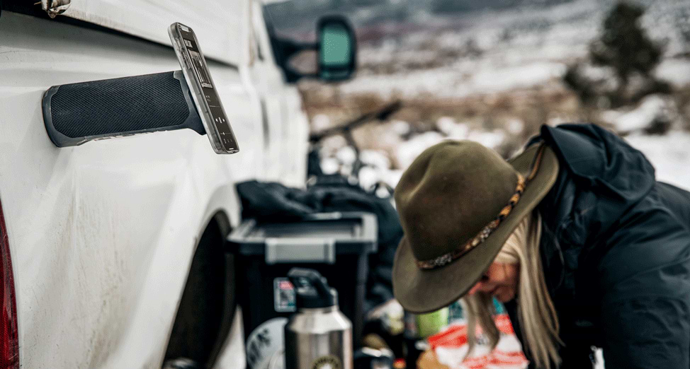 image of speaker mounted on car