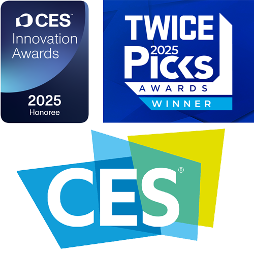 CES Innovations Award 2025 Honoree Badge and Twice Picks 2024 Award Winner Badge with CES Logo