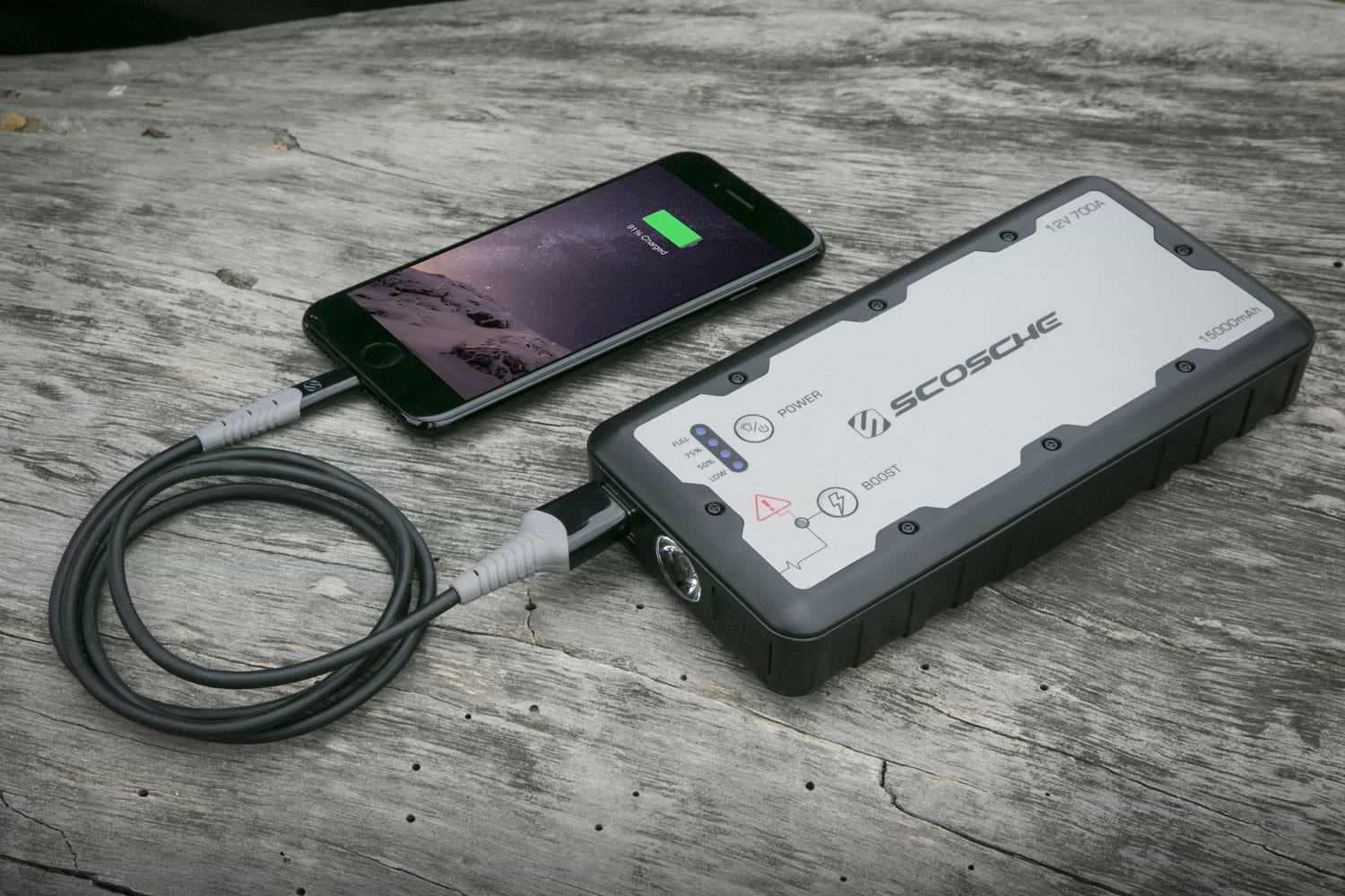 iphone charging via Scosche portable jump starter