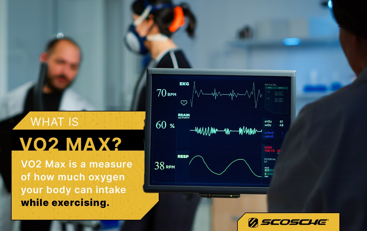 What Is VO2 Max What Is VO2 Max? VO2 Max is the measure of how much oxygen your body can intake while exercising. Monitor showing heart rate metrics