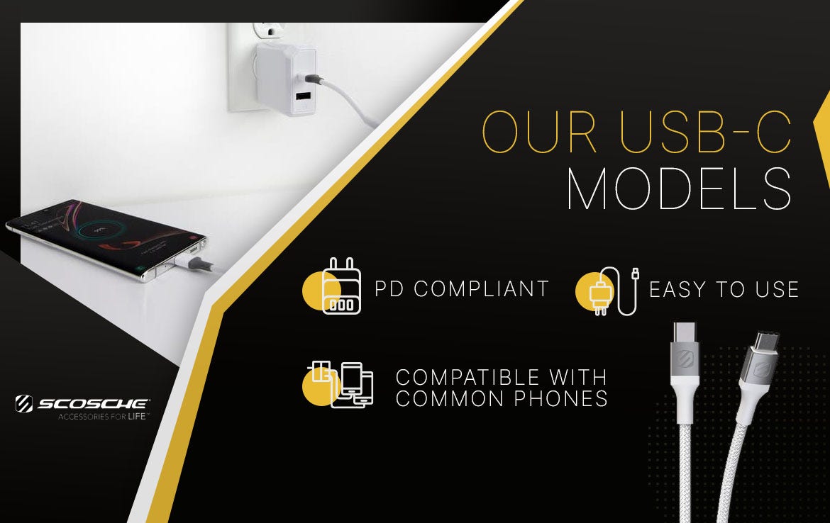 our usb c models Our USB-C Models - PD Complaint. Easy to Use. Compatible with Common Phones. phone charging on countertop to wall charger.