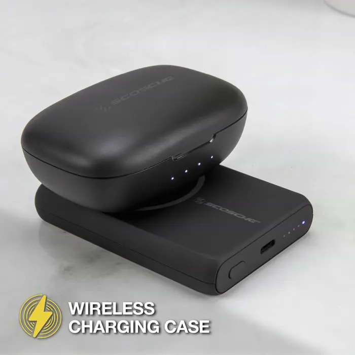 thudbuds tws thudbuds tws wireless earbuds charging on Scosche MagSafe portable power bank
