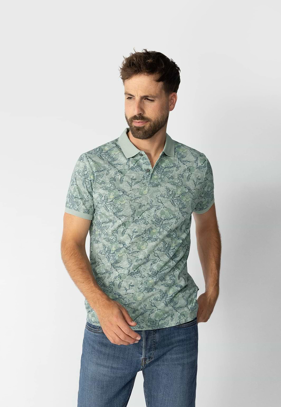 Piqué-polo-met-botanische-print