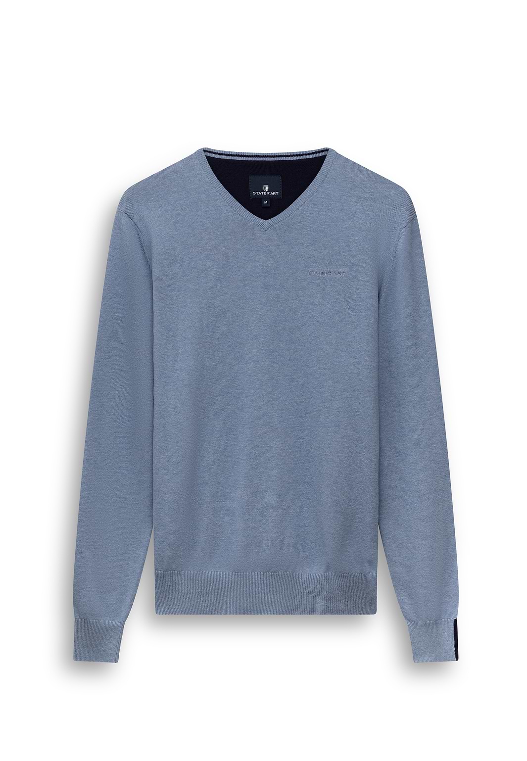 Pull-en-maille-fine-à-col-en-V