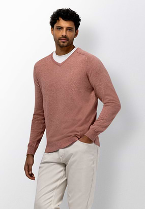 Gemêleerde-trui-met-V-hals