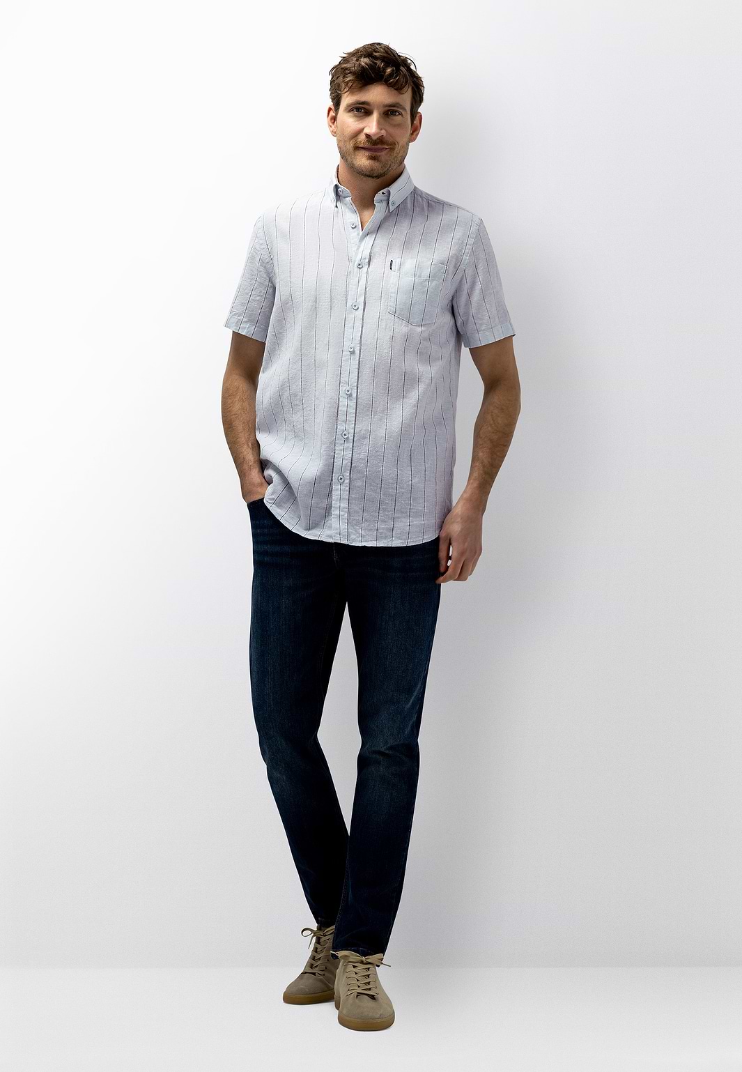 Gestreept-linnen-katoen-overhemd