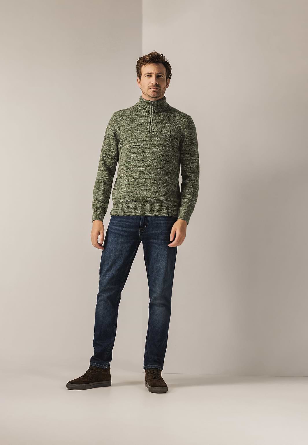 Pull-chiné-avec-fermeture-zippée-courte