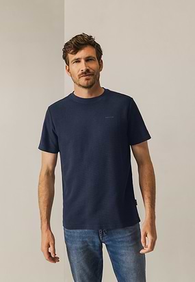 Ronde-hals-T-shirt-met-structuurpatroon