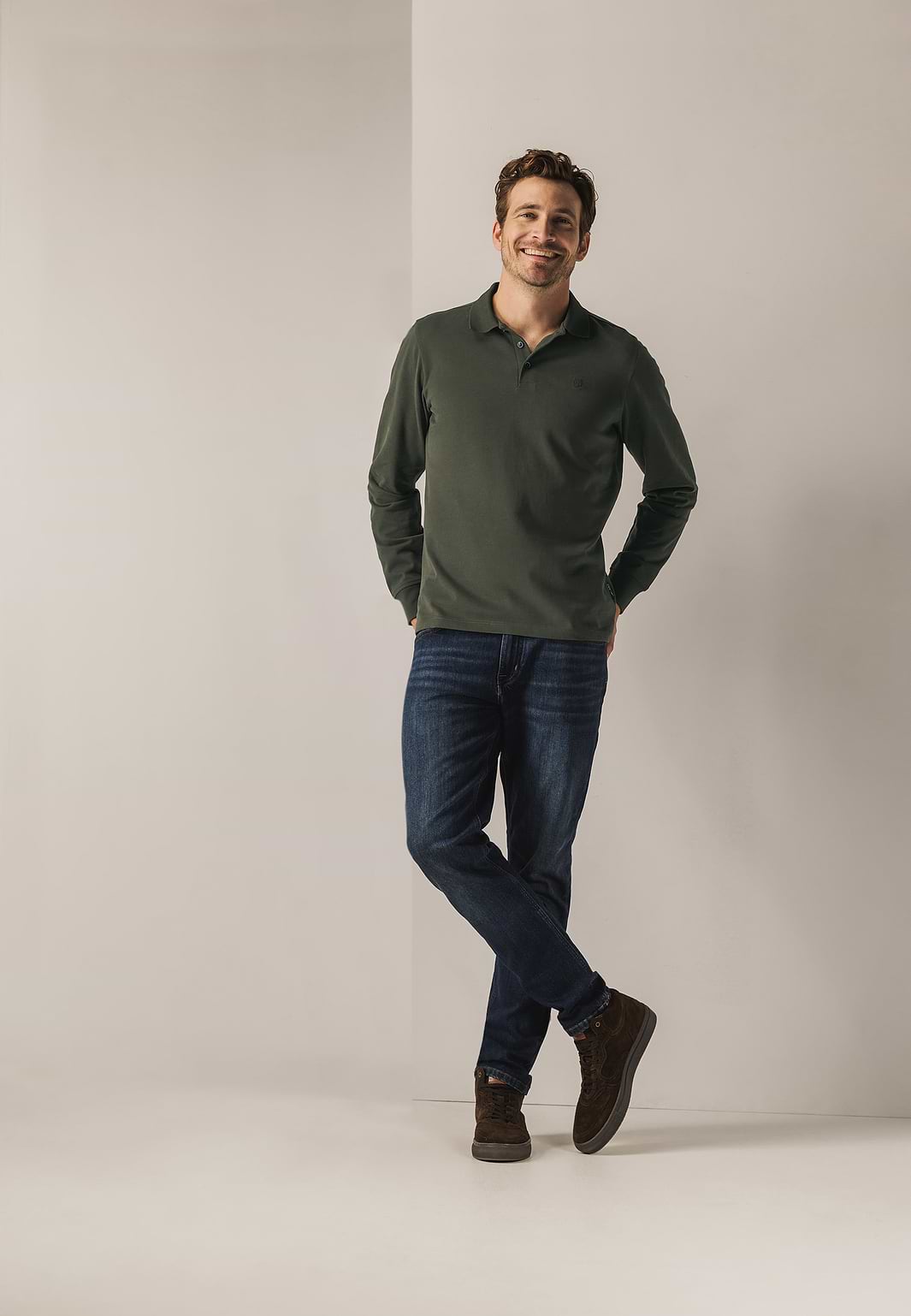 Polo-met-structuurgebreide-kraag