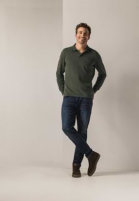 Polo-met-structuurgebreide-kraag