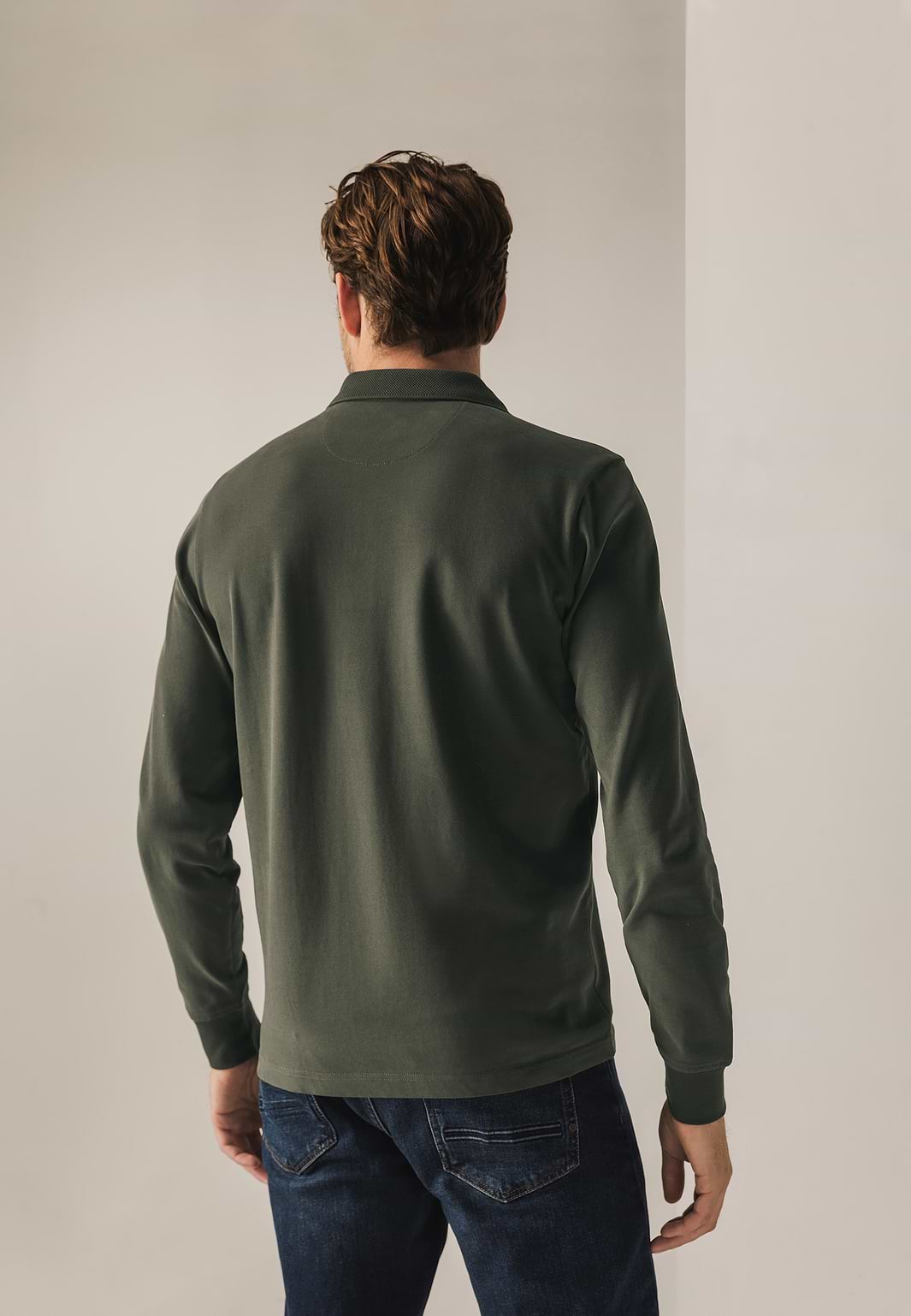 Polo-met-structuurgebreide-kraag