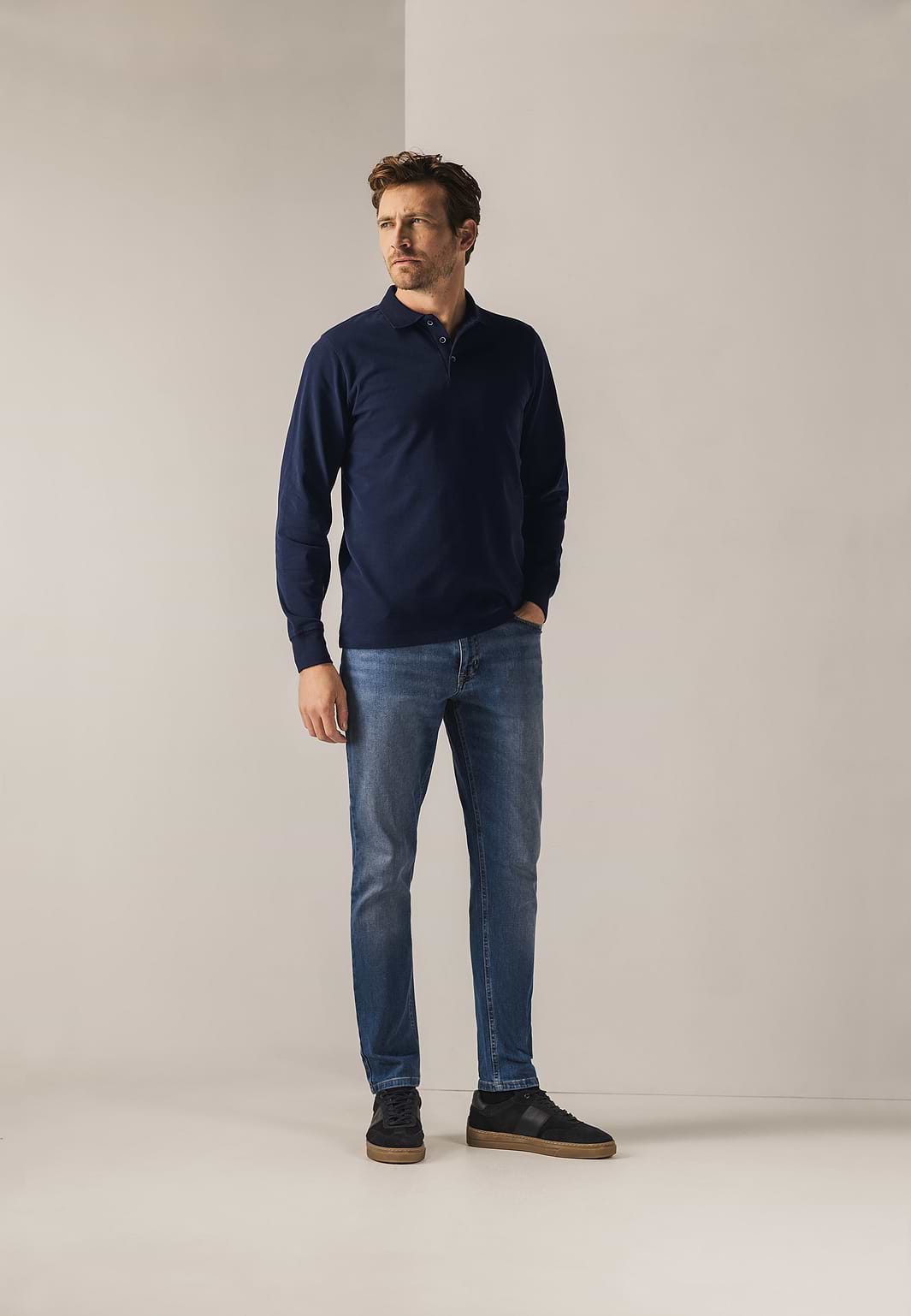 Polo-met-structuurgebreide-kraag