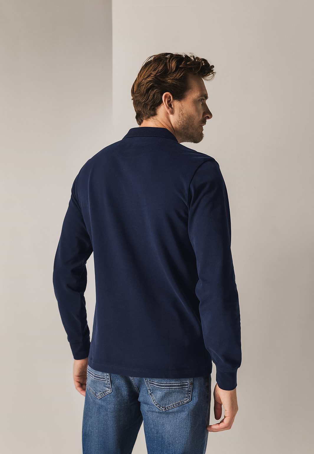 Polo-met-structuurgebreide-kraag