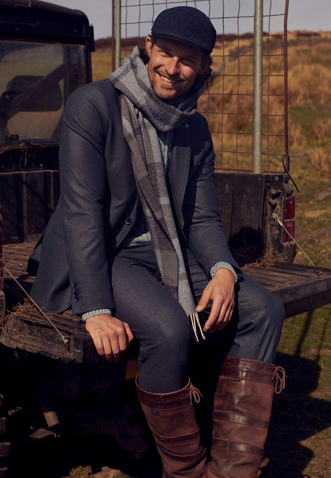 Écharpe-à-carreaux-en-mélange-de-laine