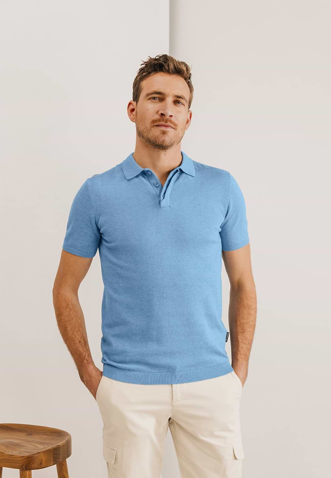 Gebreide-polo-met-korte-mouwen