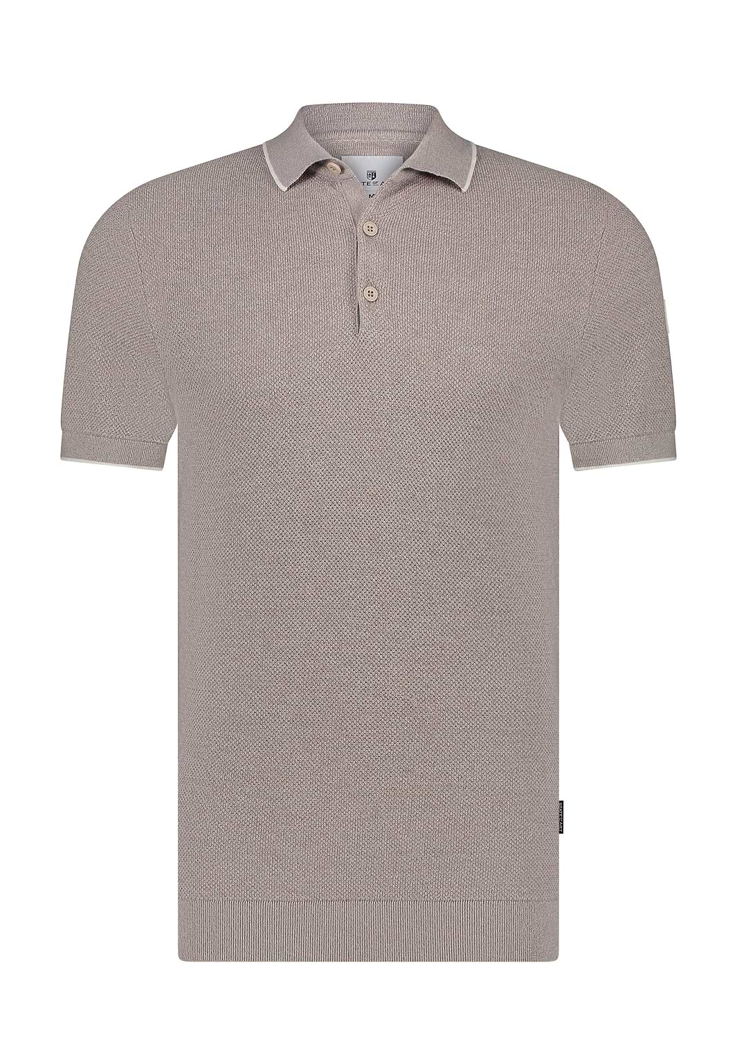 Gestricktes-Poloshirt-mit-Reiskornmuster