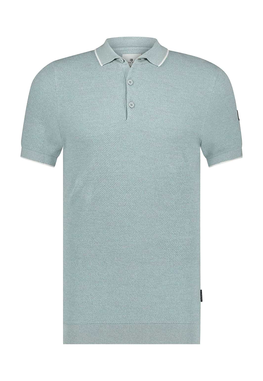 Gebreide-polo-met-rijstkorrelpatroon