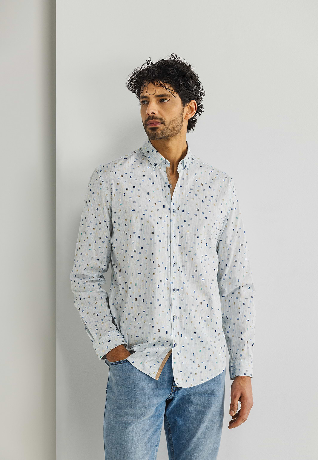 Twill-overhemd-met-abstract-patroon