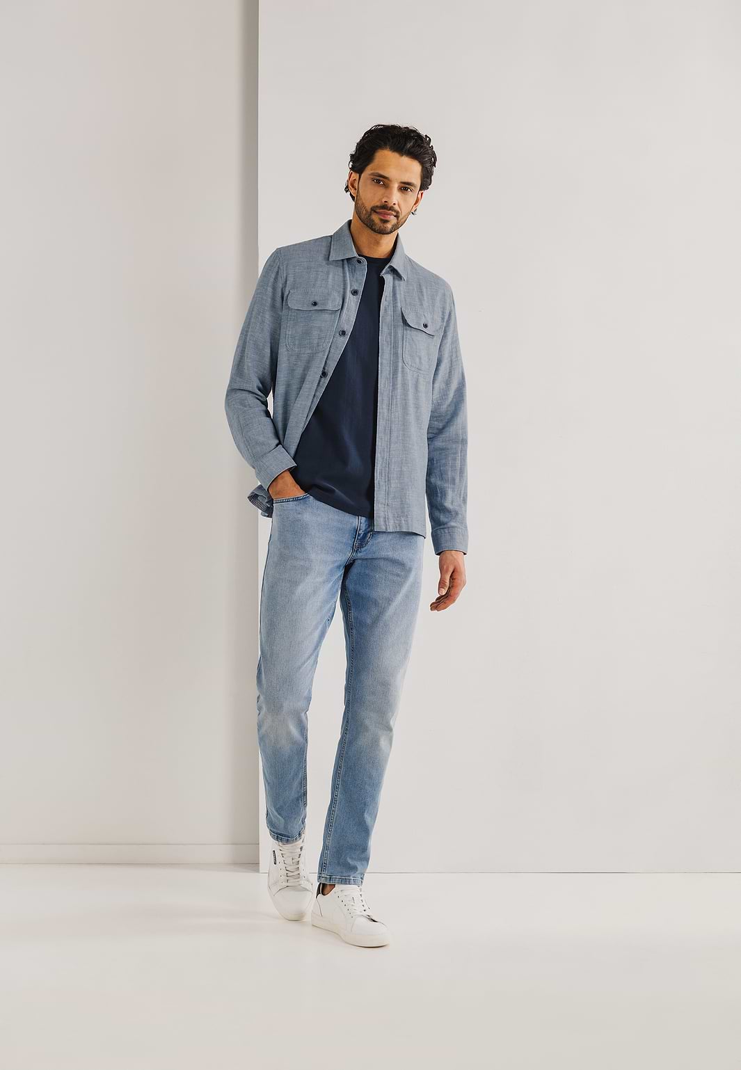 Meliertes-Overshirt-mit-Brusttaschen