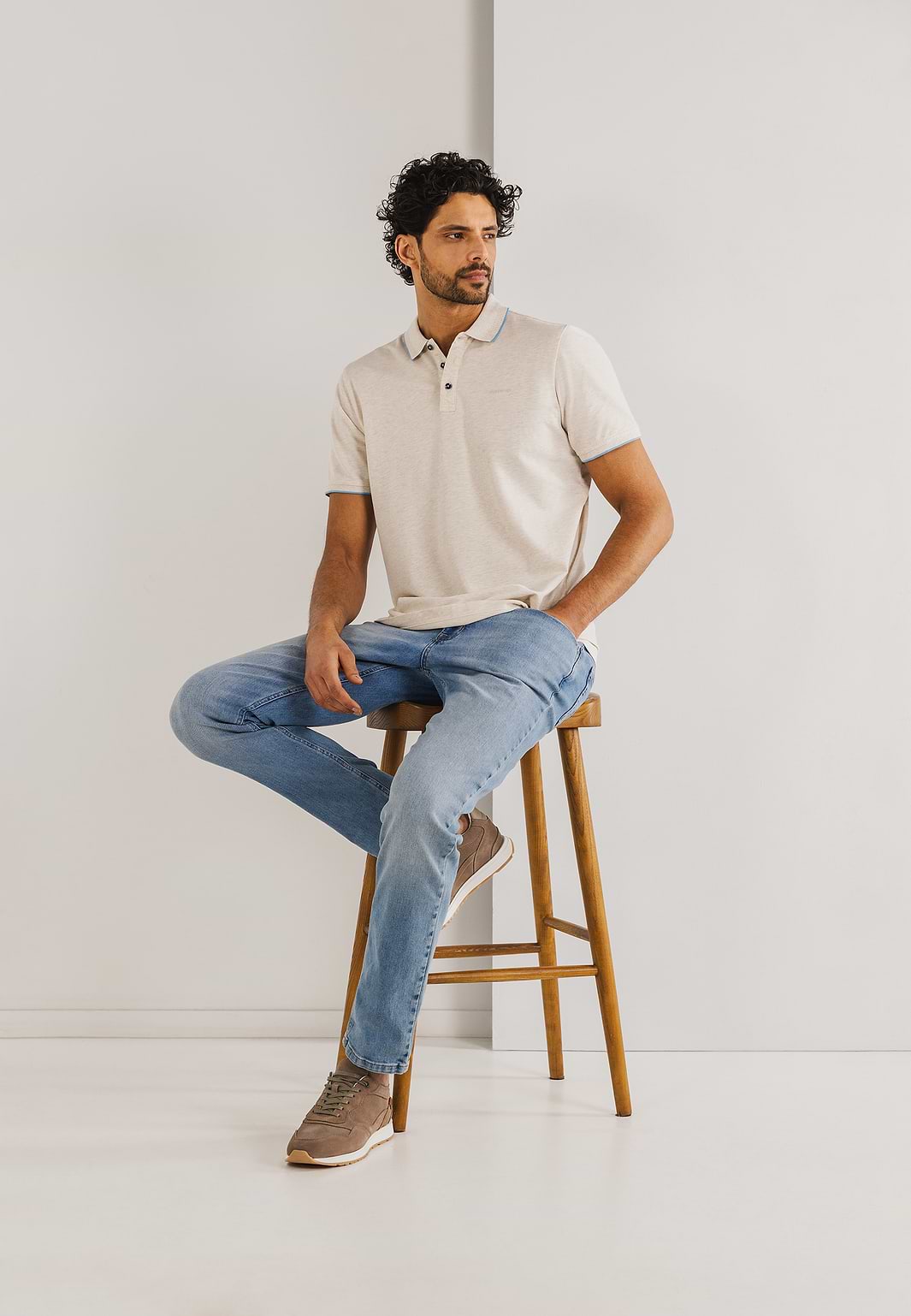 Piqué-polo-met-gemêleerd-dessin