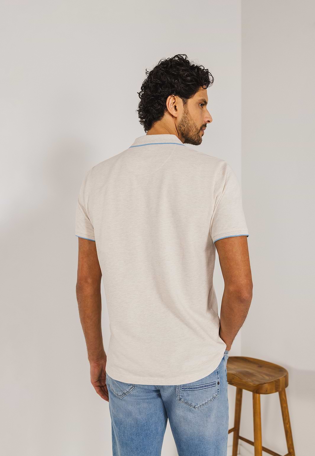 Piqué-polo-met-gemêleerd-dessin