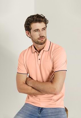 Piqué-polo-met-gemêleerd-dessin