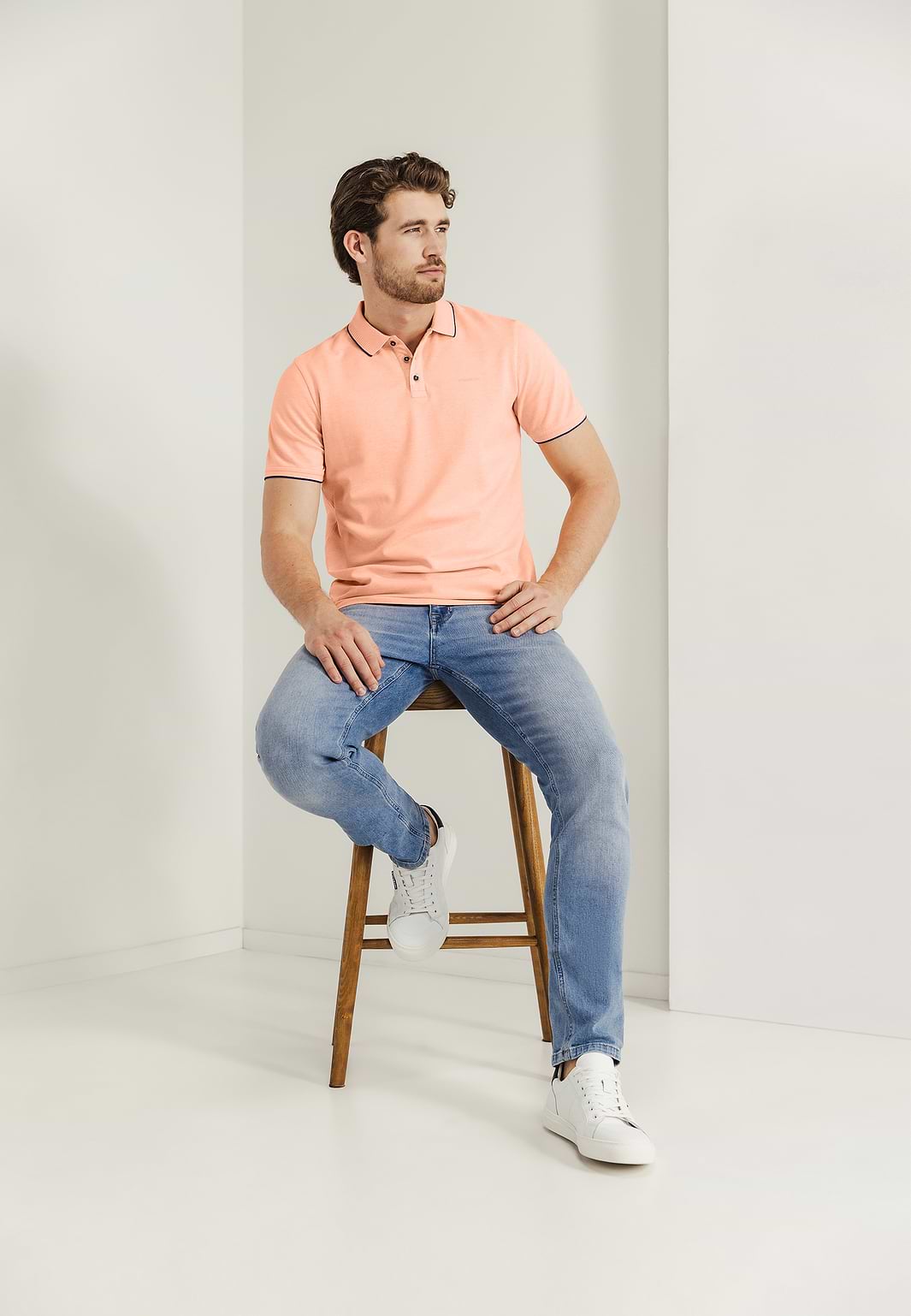 Piqué-Poloshirt-mit-meliertem-Muster