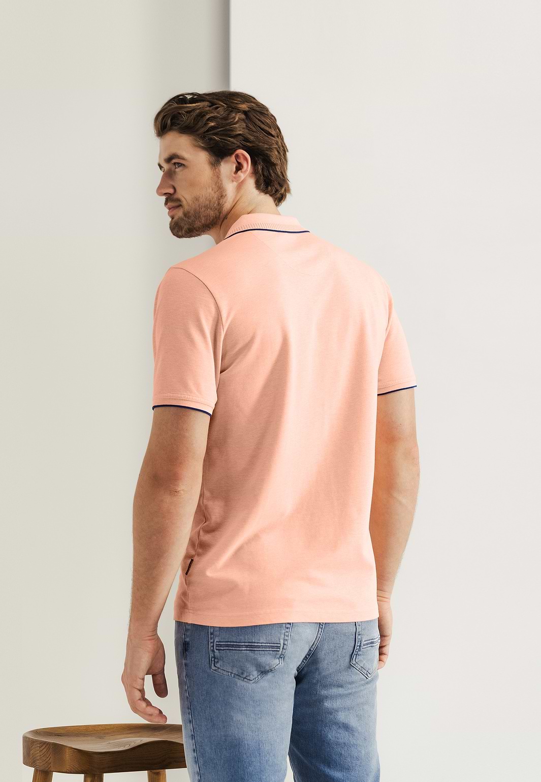 Piqué-Poloshirt-mit-meliertem-Muster