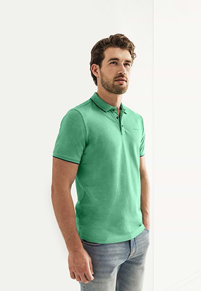 Piqué-polo-met-gemêleerd-dessin