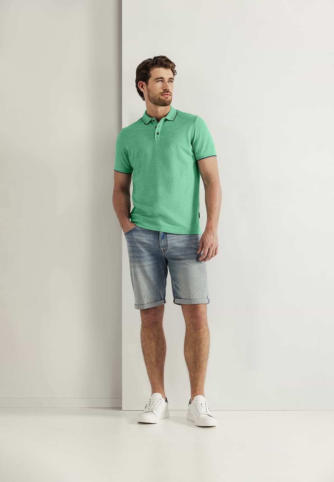 Piqué-polo-met-gemêleerd-dessin