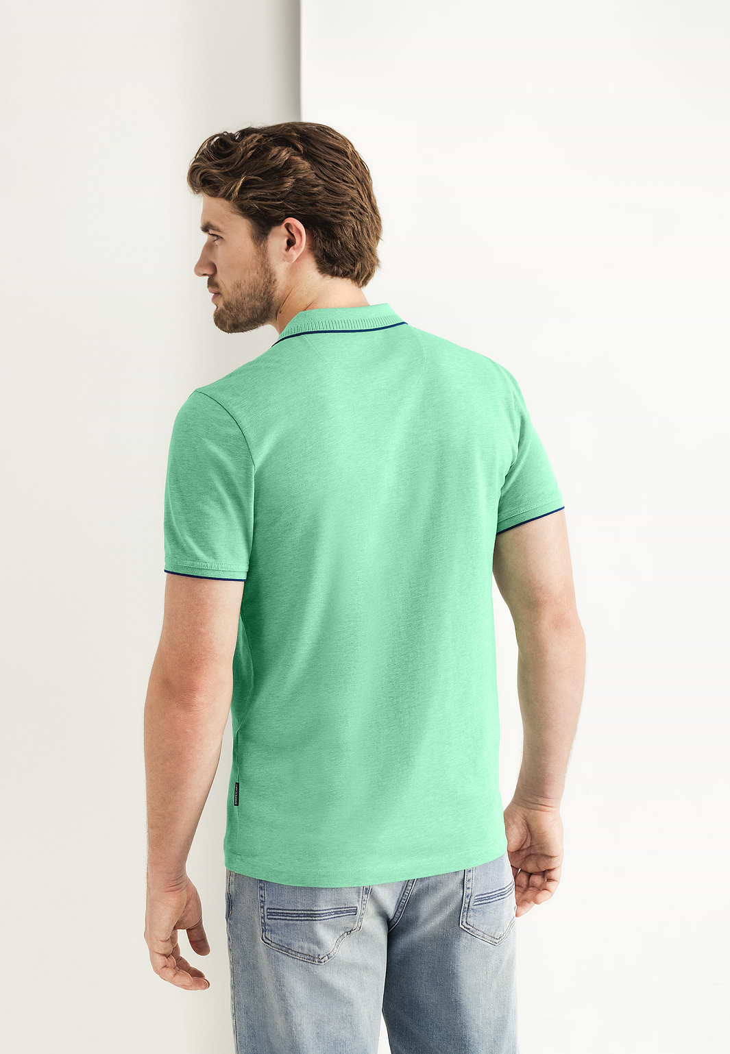 Piqué-polo-met-gemêleerd-dessin