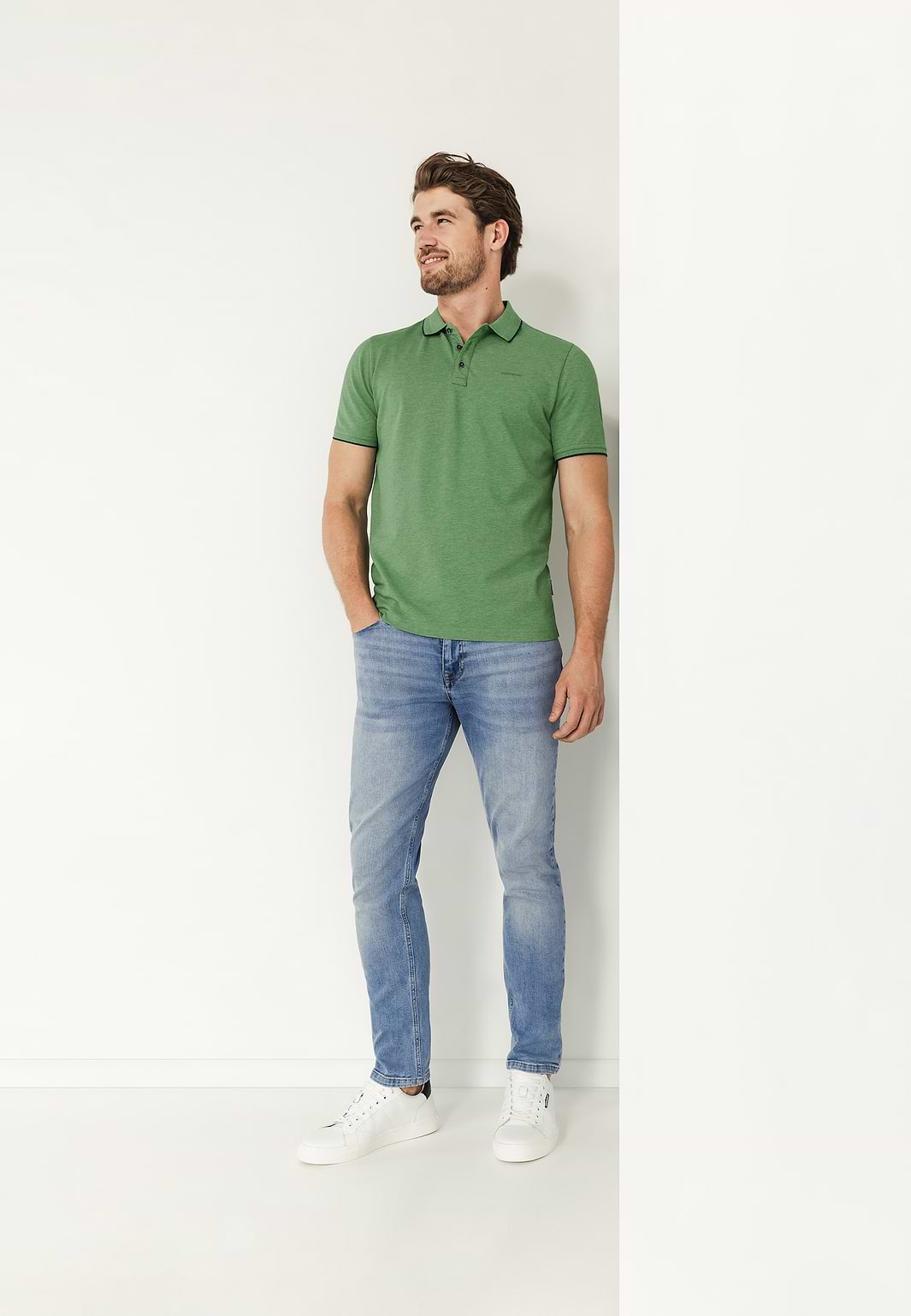 Piqué-polo-met-gemêleerd-dessin