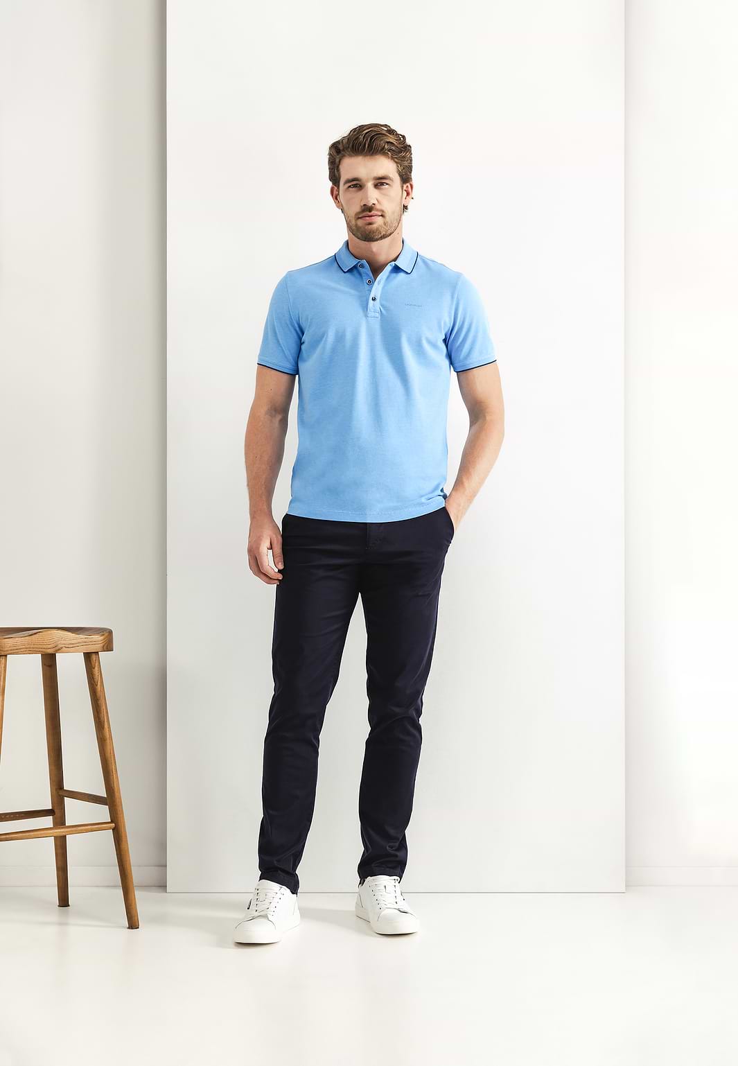 Piqué-polo-met-gemêleerd-dessin